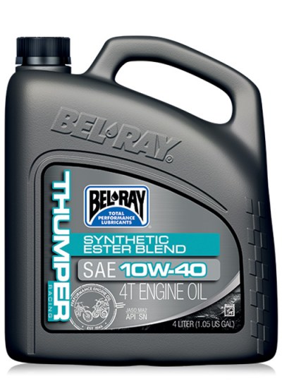 Olio motore per moto racing a 4 tempi Bel-Ray Thumper Racing Works Synthetic Ester 4T Engine Oil 10W-50 da 4 lt