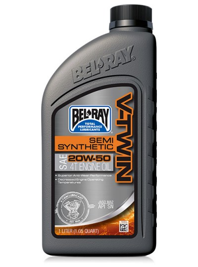 Olio motore per moto V-Twin a 4 tempi Bel-Ray V-Twin Semi-Synthetic Engine Oil 20W-50 da 1 lt