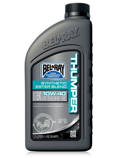 Olio motore per moto da corsa a 4 tempi Bel-Ray Thumper Racing Synthetic Ester Blend 4T Engine Oil 10W-40 da 1 lt