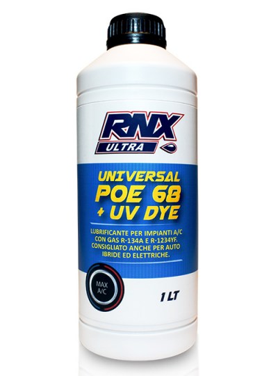 Universal Poe 68 + UV Dye da 1 lt è un lubrificante per impianti a/c con gas R-134a R-1234yf