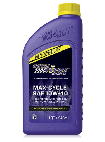 Bottiglia di olio motore per moto Royal Purple Max Cycle 10W40 da 946 ml