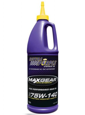 Bottiglia di olio per cambi e differenziali Royal Purple Max Gear 75W-140 da 0,946 lt