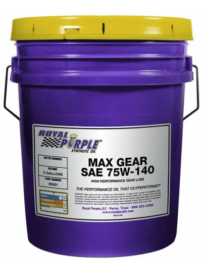 Tanica di olio per cambi e differenziali Royal Purple Max Gear 75W-140 da 19 lt