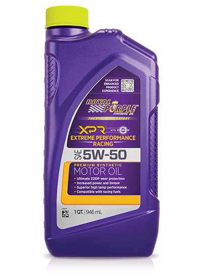 Bottiglia di olio motore sintetico racing Royal Purple XPR 5W50 da 946 ml