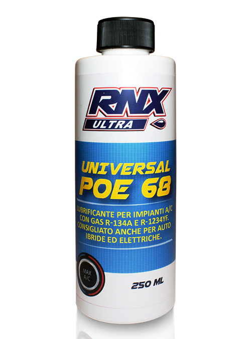 Universal Poe 68 da 250 ml è un lubrificante per impianti a/c con gas R-134a e R-1234yf