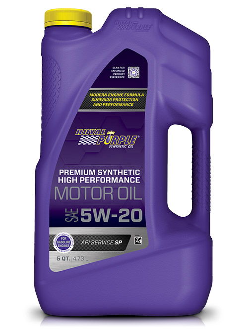 Bottiglia da 4,73 lt di olio motore sintetico per auto Royal Purple High Performance Motor Oil SAE 5W-20