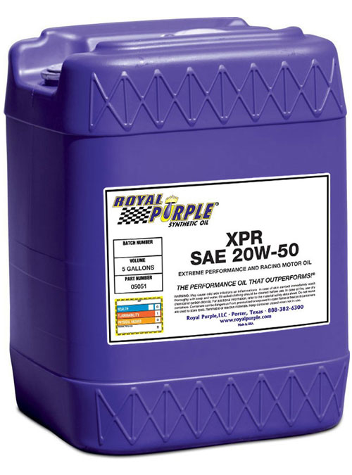 Tanica di lubrificante sintetico racing Royal Purple XPR 20W50 da 19 lt